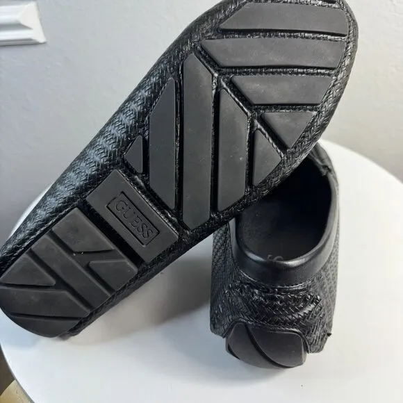 Guess Shoes Men's Size 11 M Black Driving Loafers Slip On EUC Textured