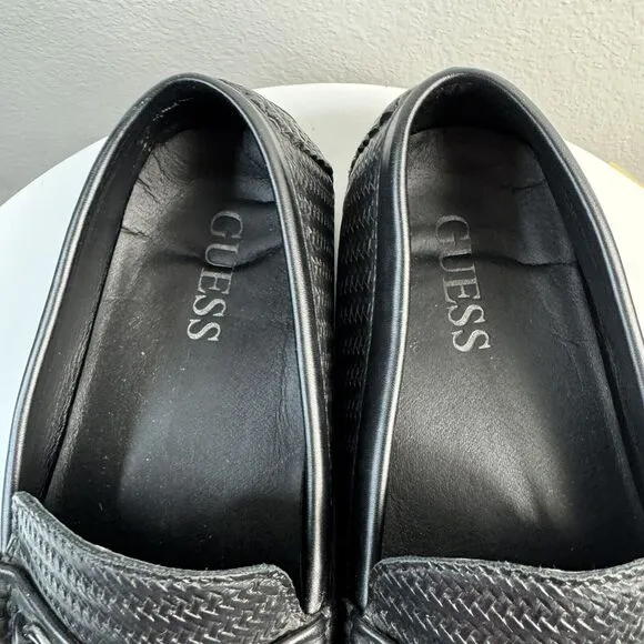 Guess Shoes Men's Size 11 M Black Driving Loafers Slip On EUC Textured