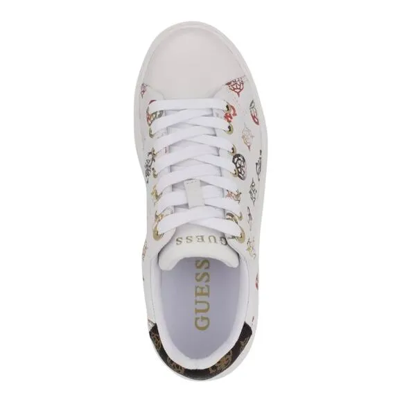 Guess Women's Denesa Treaded Platform Lace Up Logo Sneakers White Size 11