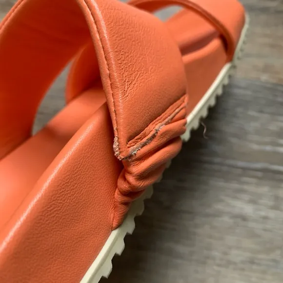 Halmanera Peach Orange Two Strap Sandals 37 6.5