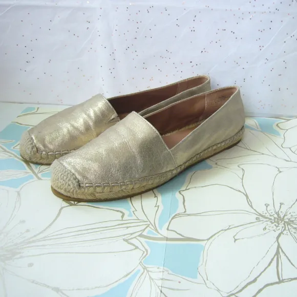 Halogen Gold Leather Espadrille Flats - Size 8 EUC