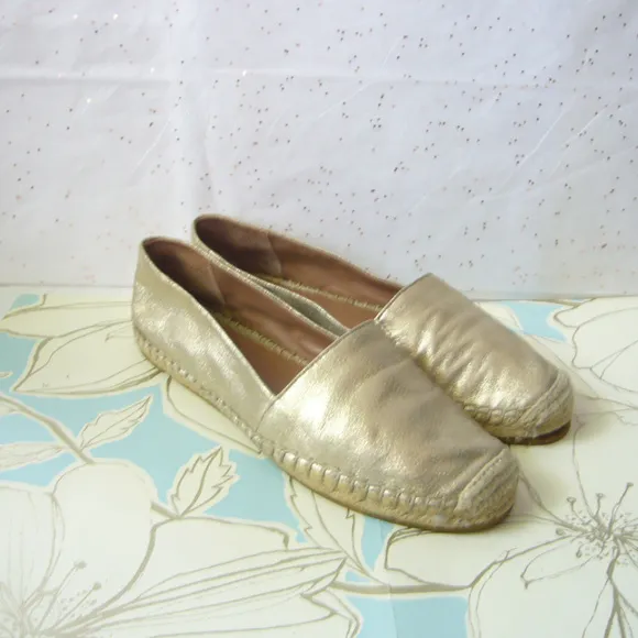 Halogen Gold Leather Espadrille Flats - Size 8 EUC