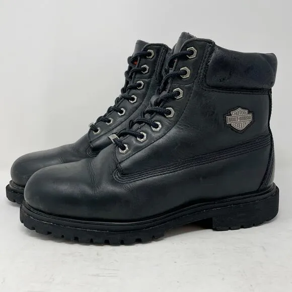 Harley-Davidson Black Leather Combat Boots Mens Size 9