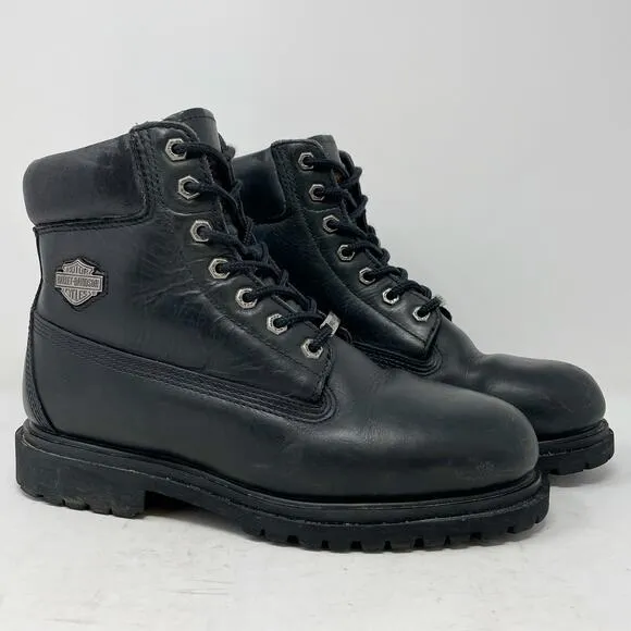 Harley-Davidson Black Leather Combat Boots Mens Size 9
