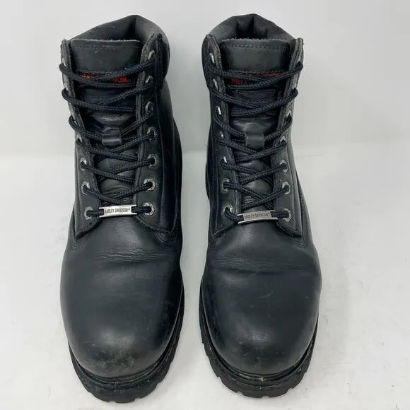 Harley-Davidson Black Leather Combat Boots Mens Size 9