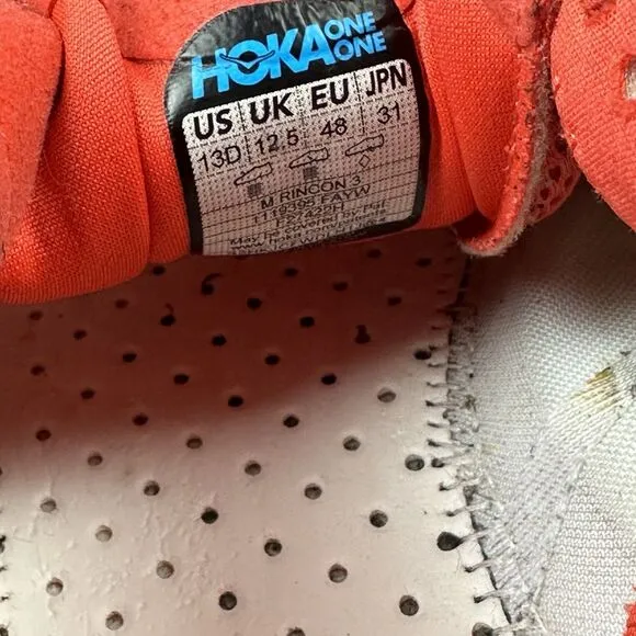 Hoka One One Rincon 3 Running Sneakers Mens 13D Fiesta Amber Yellow Low Top