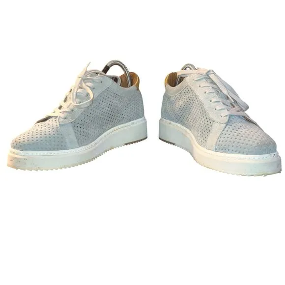 Homers Artisan ISTA Perforated Soft Gray Blue Sneaker Gold Accents-EU 39 US