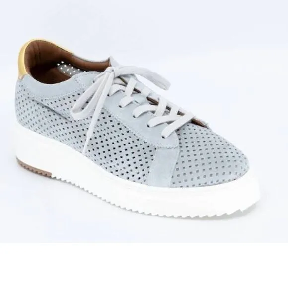 Homers Artisan ISTA Perforated Soft Gray Blue Sneaker Gold Accents-EU 39 US