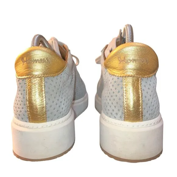 Homers Artisan ISTA Perforated Soft Gray Blue Sneaker Gold Accents-EU 39 US