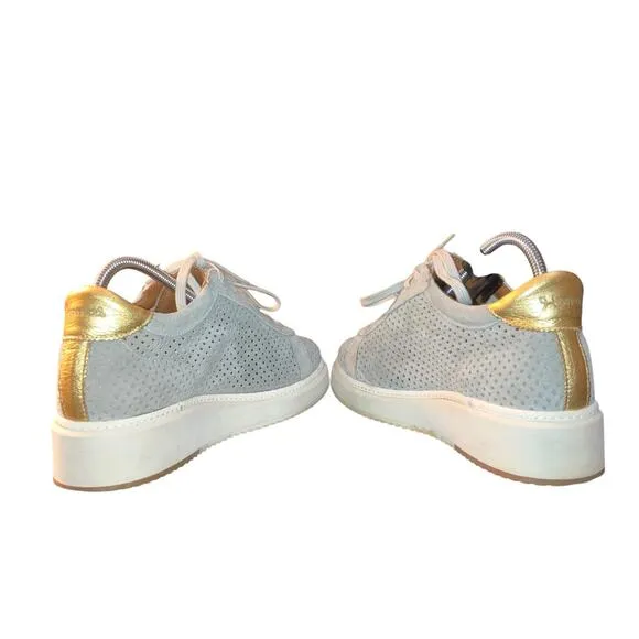 Homers Artisan ISTA Perforated Soft Gray Blue Sneaker Gold Accents-EU 39 US