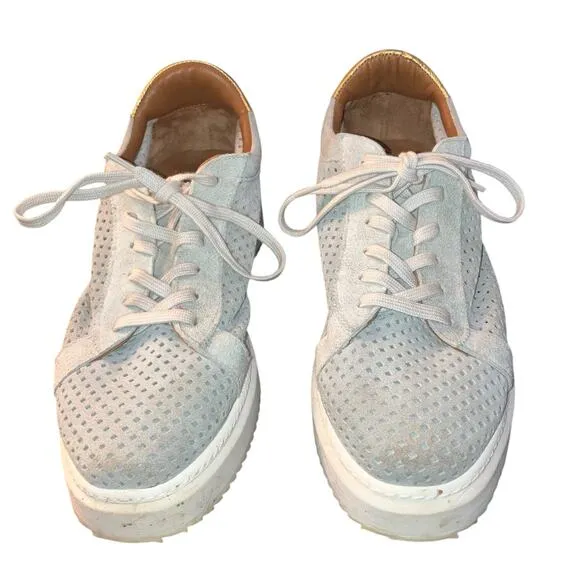 Homers Artisan ISTA Perforated Soft Gray Blue Sneaker Gold Accents-EU 39 US