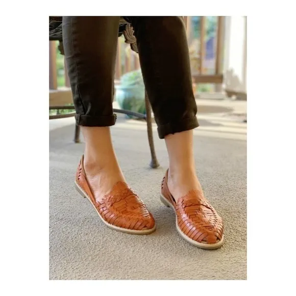 Huarache Leather Slip On Handmade Artisanal Flats