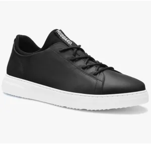 Hubbard “Flight” Black Leather Low Top Dress Sneakers/Inner Sock, 🖤/🤍, 8.5