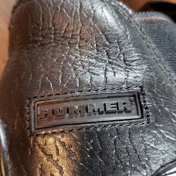 Hummer Mens Casual Chelsea Style Slip On Black Leather Driving‎ Shoes Size 10½