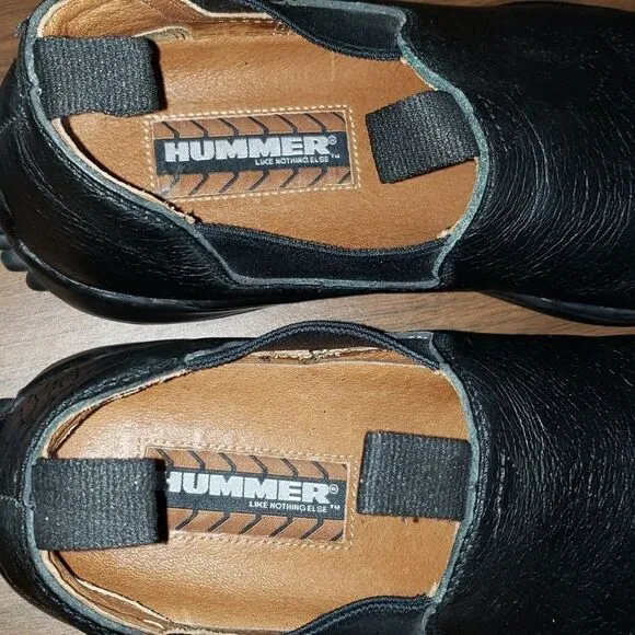 Hummer Mens Casual Chelsea Style Slip On Black Leather Driving‎ Shoes Size 10½
