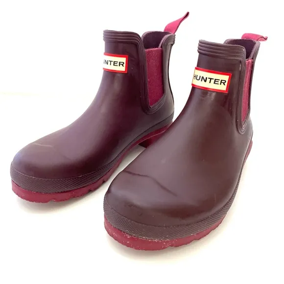 Hunter Women's Original Hayes Burgundy Red Chelsea Boots
