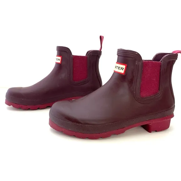 Hunter Women's Original Hayes Burgundy Red Chelsea Boots