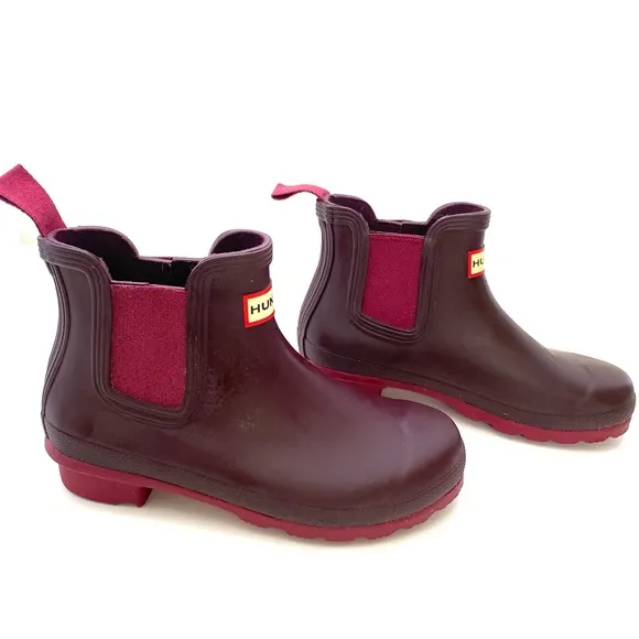 Hunter Women's Original Hayes Burgundy Red Chelsea Boots