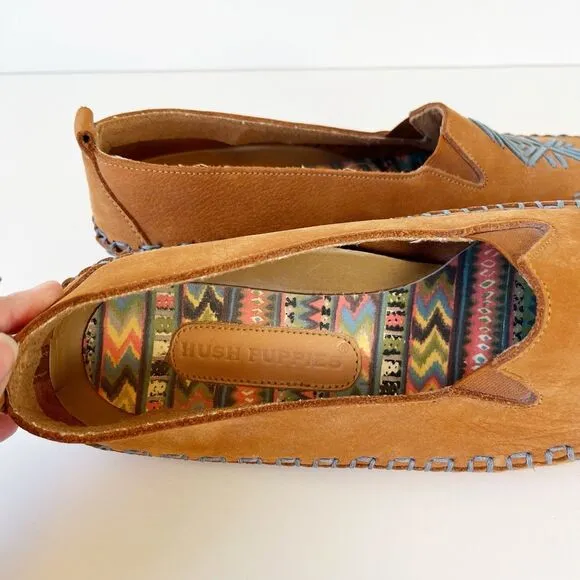 Hush Puppies Native American Leather Driving Flats Moccasins Brown Women’s 7.5W