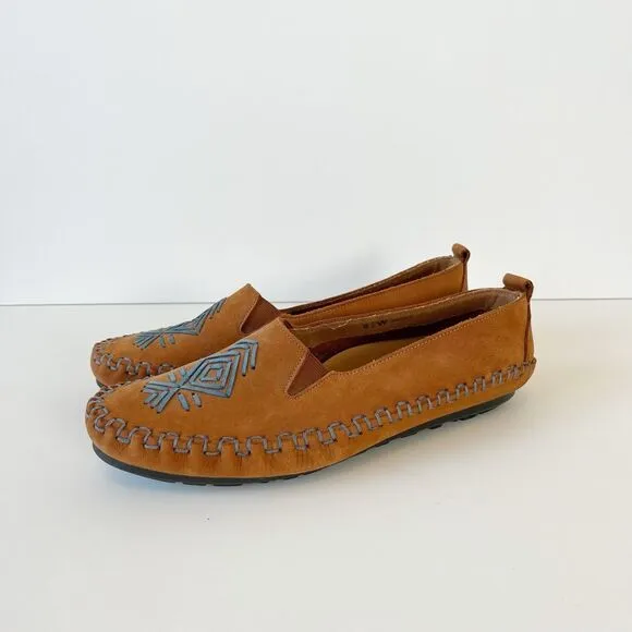 Hush Puppies Native American Leather Driving Flats Moccasins Brown Women’s 7.5W