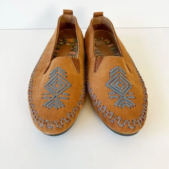 Hush Puppies Native American Leather Driving Flats Moccasins Brown Women’s 7.5W