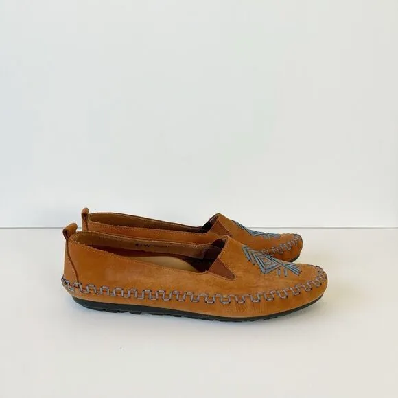 Hush Puppies Native American Leather Driving Flats Moccasins Brown Women’s 7.5W