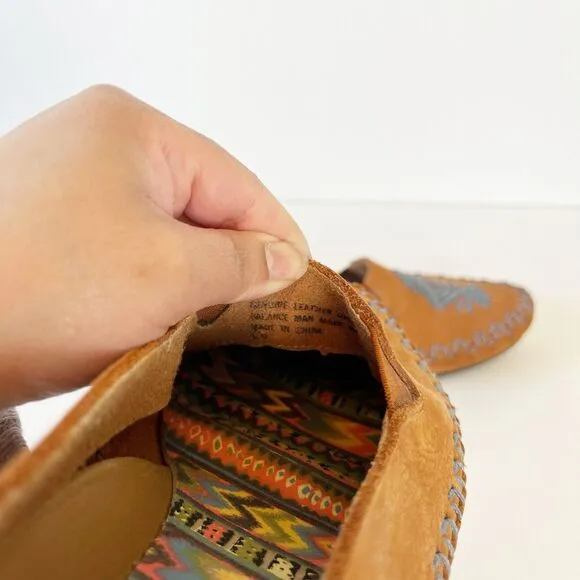 Hush Puppies Native American Leather Driving Flats Moccasins Brown Women’s 7.5W
