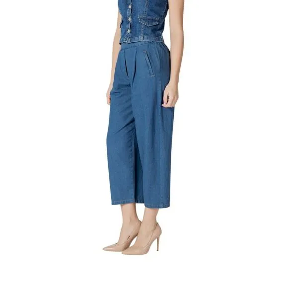 Ichi Cotton Jeans with Front and Back Pockets Women Light Blue