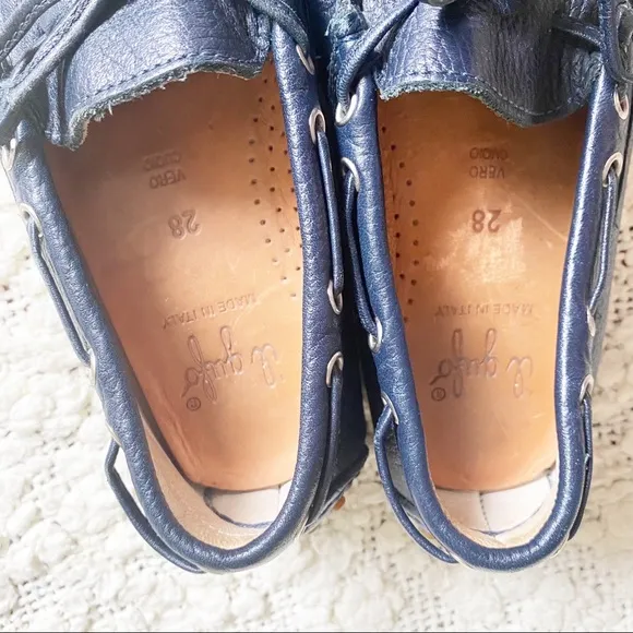 il gufo Navy Blue Leather Loafers Driving Moccasins, 28