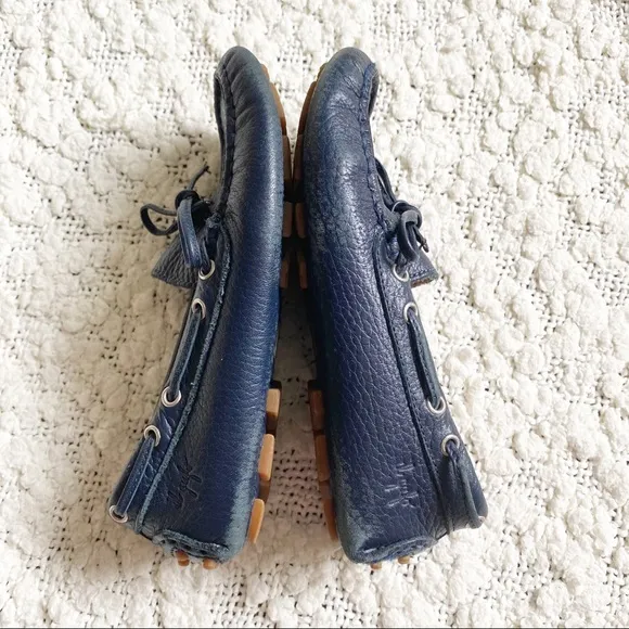 il gufo Navy Blue Leather Loafers Driving Moccasins, 28