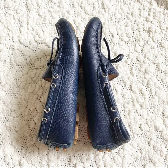 il gufo Navy Blue Leather Loafers Driving Moccasins, 28