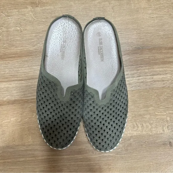 Ilse Jacobsen Leather Tulip Slip On Olive Comfort