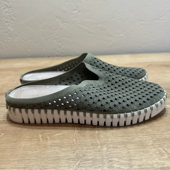 Ilse Jacobsen Leather Tulip Slip On Olive Comfort