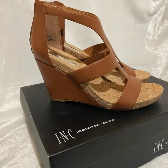INC Lilbeth T-Strap Wedge Sandals