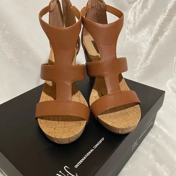 INC Lilbeth T-Strap Wedge Sandals
