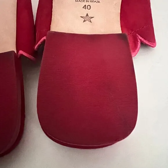 Isa Tapia Nueva Scalloped Slide Sandals In Lipstick Red Size 40 EU