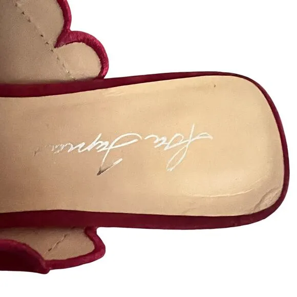 Isa Tapia Nueva Scalloped Slide Sandals In Lipstick Red Size 40 EU