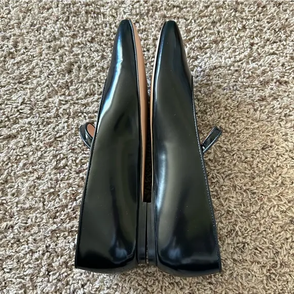 J. Crew Anya Mary Jane Square Toe Flats Leather in Black Size 10