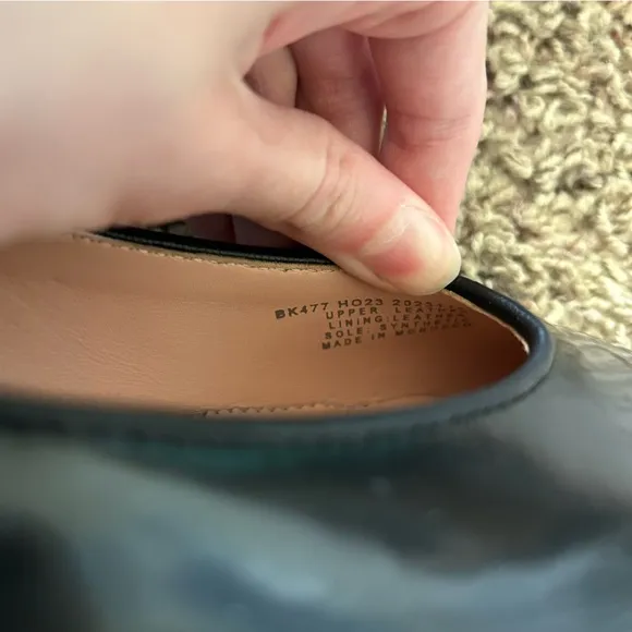 J. Crew Anya Mary Jane Square Toe Flats Leather in Black Size 10