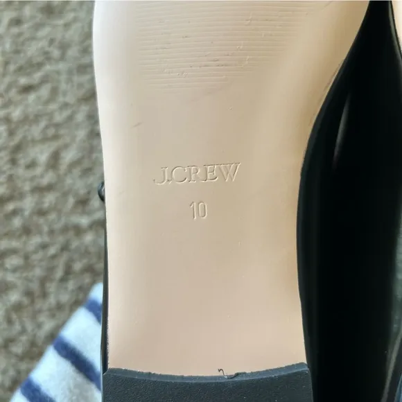 J. Crew Anya Mary Jane Square Toe Flats Leather in Black Size 10