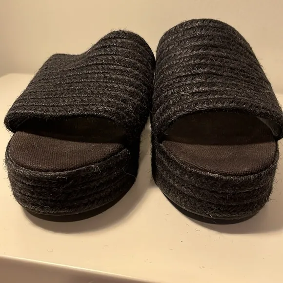 J crew black platform slippers size 11
