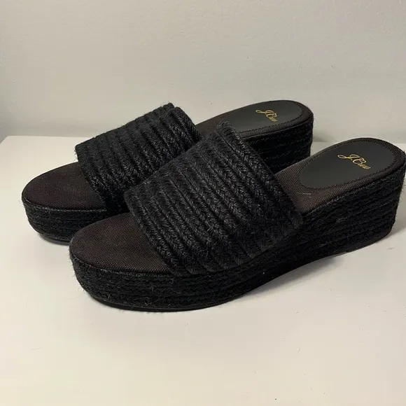J crew black platform slippers size 11