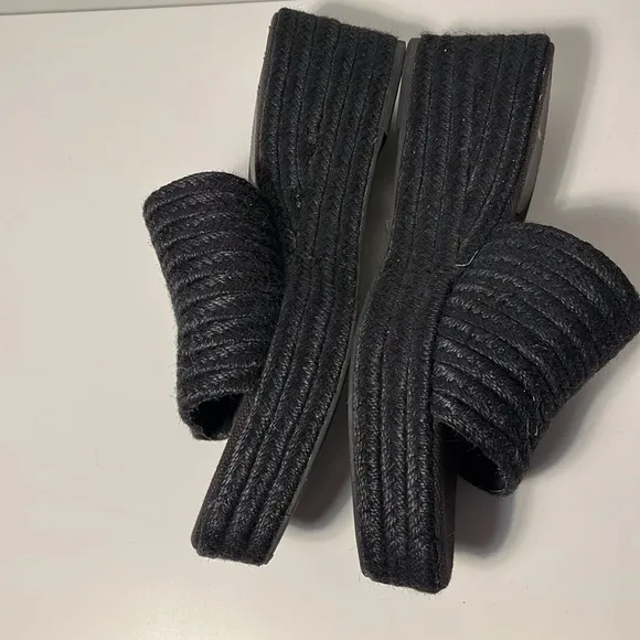 J crew black platform slippers size 11