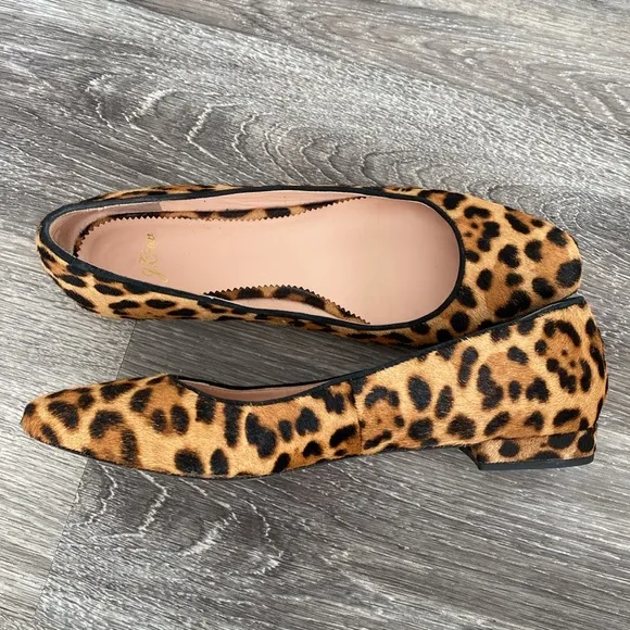 J. Crew Carolyn skimmer flats in leopard calf hair Flats sz 10.5 Preppy Mob Wife