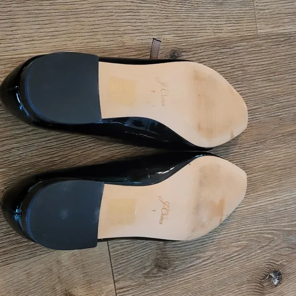 J. Crew Carolyn Skimmer Mary Jane Black Patent Leather Flats