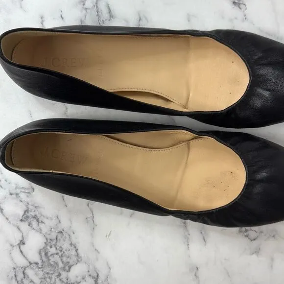 J. Crew Cece Black Leather Flats 9