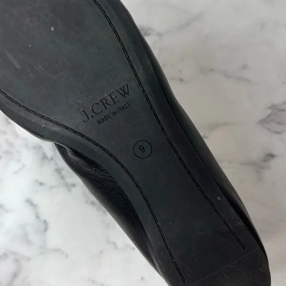 J. Crew Cece Black Leather Flats 9