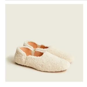 J. Crew cream sherpa ballet flats size 10