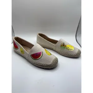 J. Crew Embroidered Fruit Canvas Espadrilles womens size 5.5