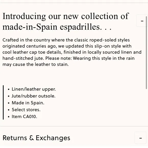 J. Crew -  Espadrilles - Made-in-Spain cap toe in linen - Sz 8.5 Item CA010 NWT